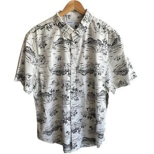 Old Navy Camp Shirt Tropical Print Short Sleeve Button Up XL Vacation Travel